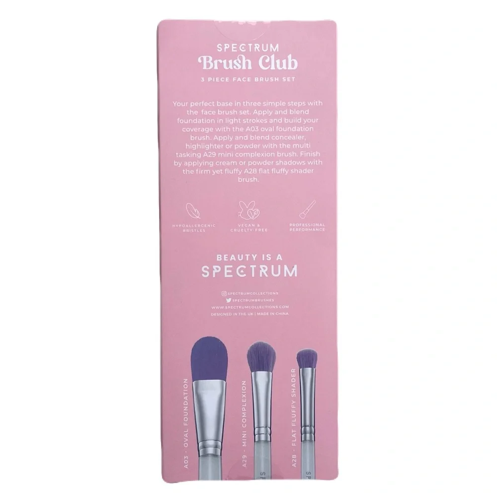 SPECTRUM COLLECTIVES 3 Piece Brush‎ Club Face Set NIB